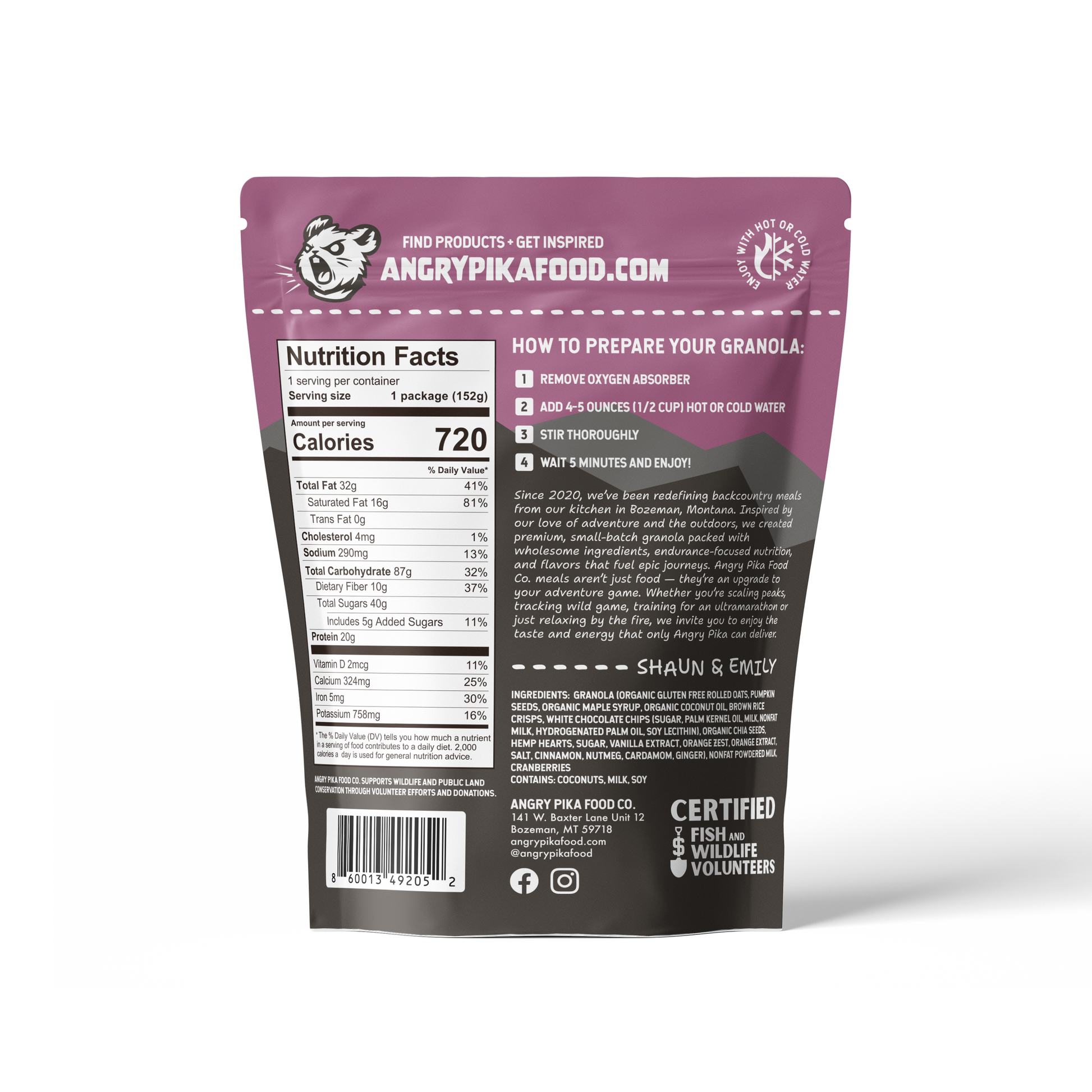 Cranberry White Chocolate - Angry Pika Food Co. - Backcountry Exposure