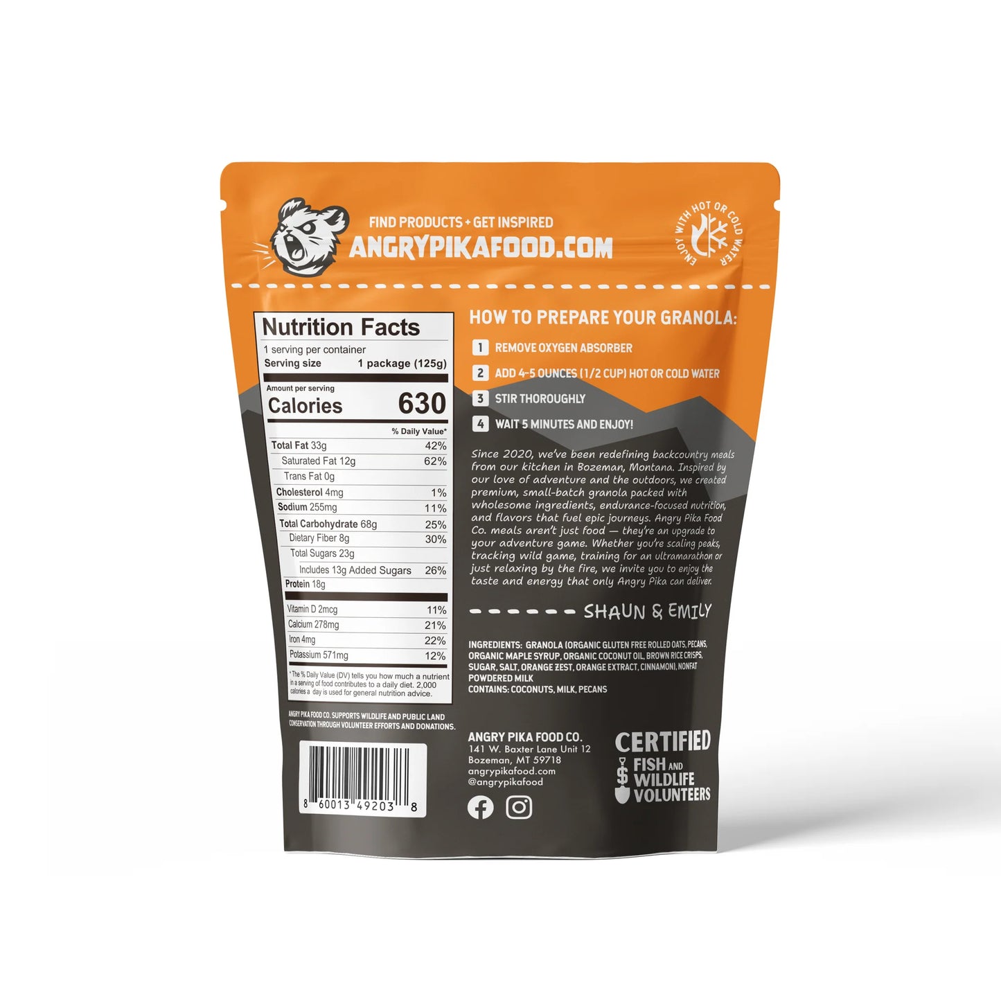 Orange Pecan Granola - Angry Pika Food Co. - Backcountry Exposure