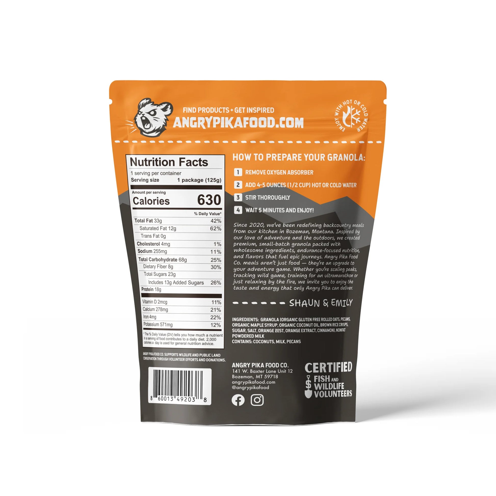 Orange Pecan Granola - Angry Pika Food Co. - Backcountry Exposure