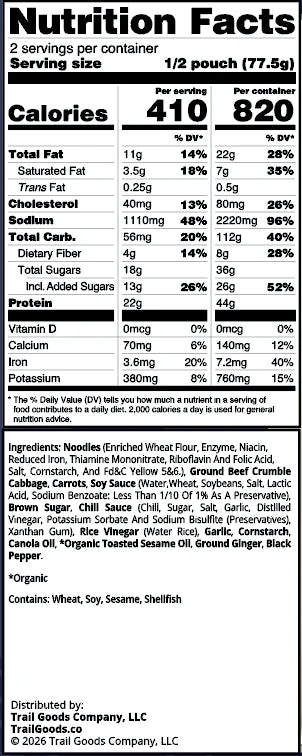 Stir Fried Beef Noodles - Trail Goods Co. - Backcountry Exposure