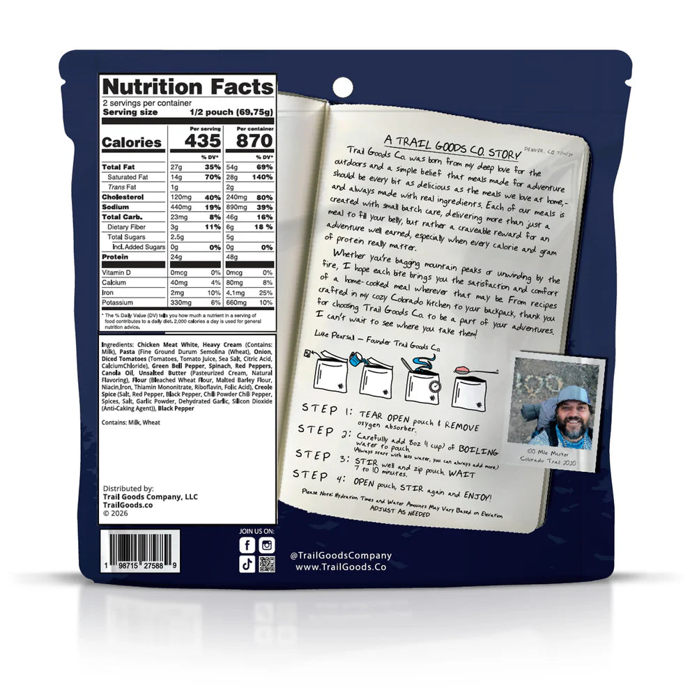 Cajun Style Chicken Pasta - Trail Goods Co. - Backcountry Exposure